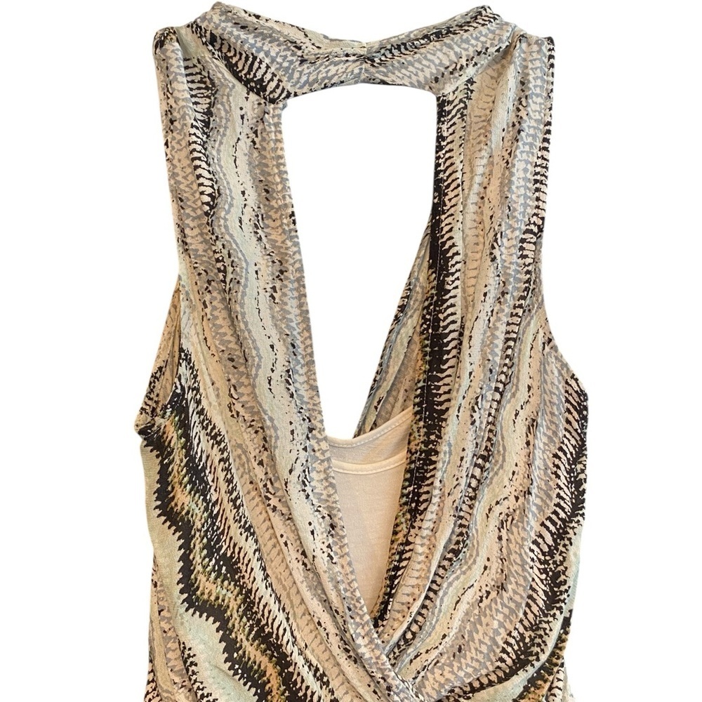 Anthropologie Ella Moss Sleeveless aqua brown chevron Maxi Dress Resortwear - Picture 8 of 13